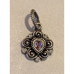Brighton Flower Charm Swarovski Crystal Purple February Birthstone Retired EUC